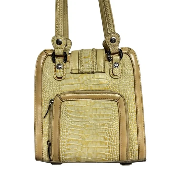 M.C. Yellow Croc Leather Shoulder Bag - Picture 6 of 10